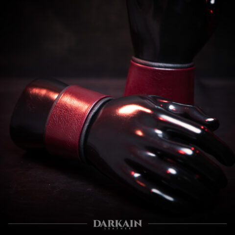 Burgundy/Black Leather Cuffs
